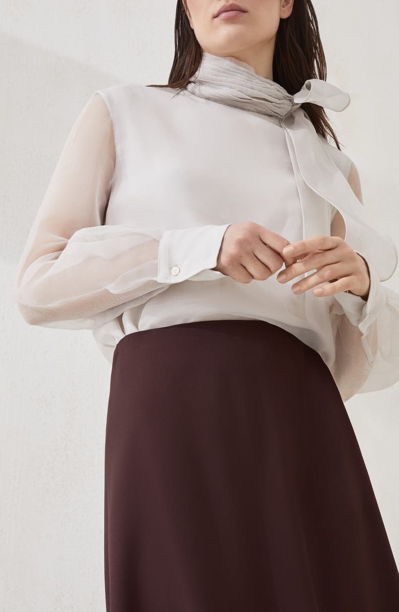 Brunello Cucinelli Twill Flute skirt, Alternate, color, Burgundy