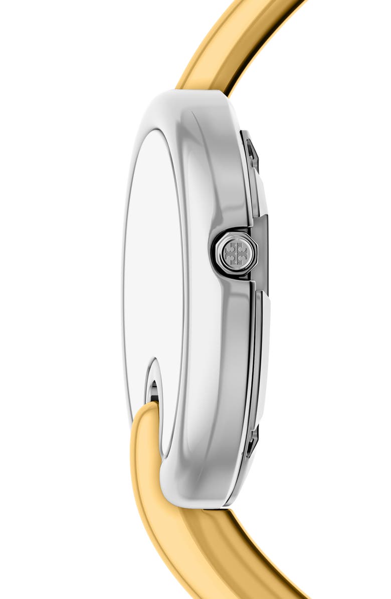 Tory Burch The Small Pierced Two-Tone Bangle Bracelet Watch, 30mm, Alternate, color, Two Tone