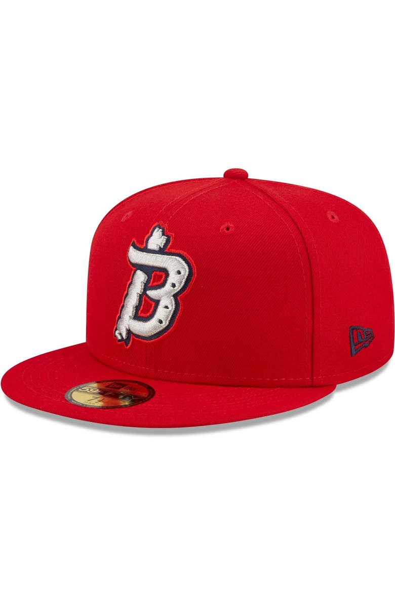 New Era Men's New Era Red Binghamton Rumble Ponies Authentic Collection 59FIFTY Fitted Hat, Main, color, Red
