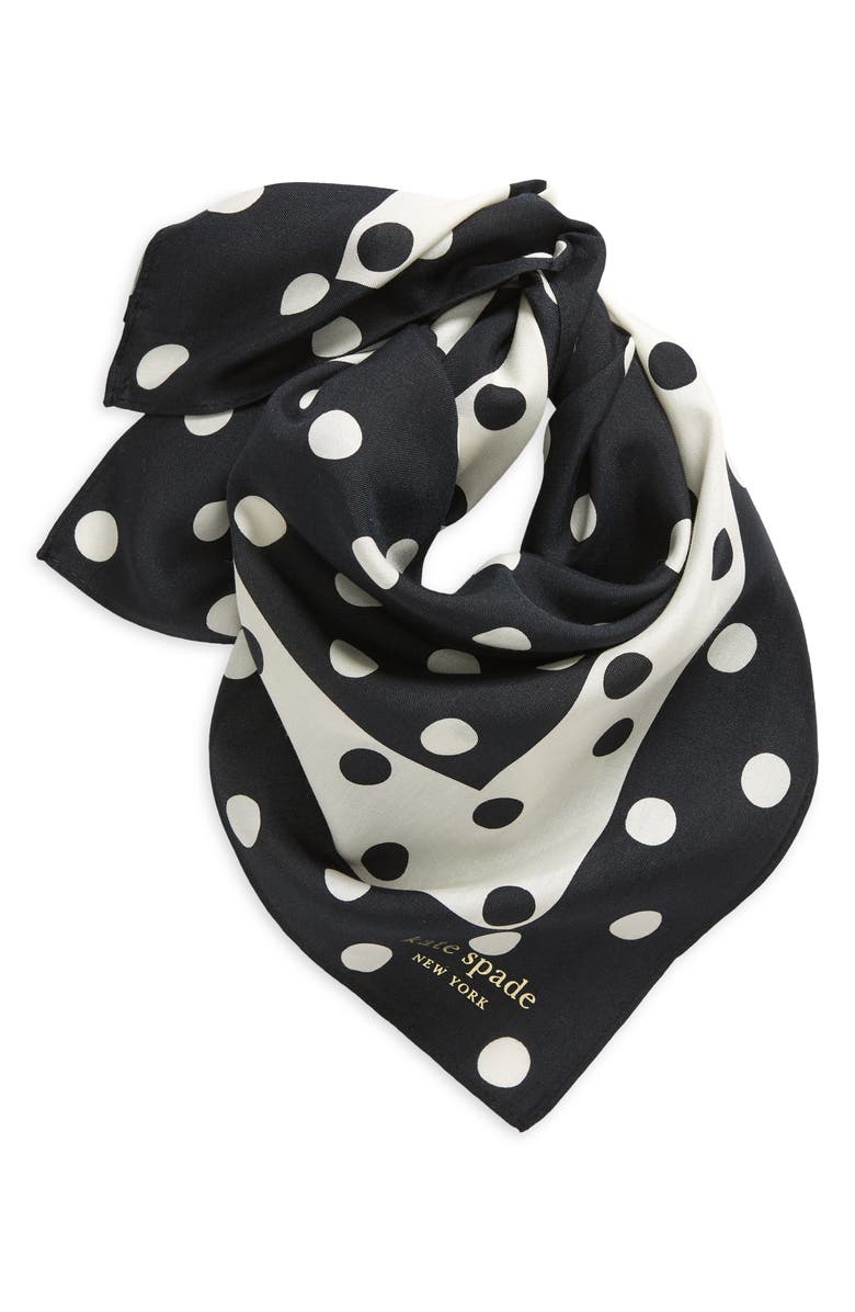 Kate Spade New York springtime dot silk bandana, Alternate, color,