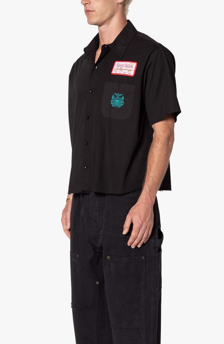 mnml Checkered Short Sleeve Button-Up Shirt, Alternate, color, Black