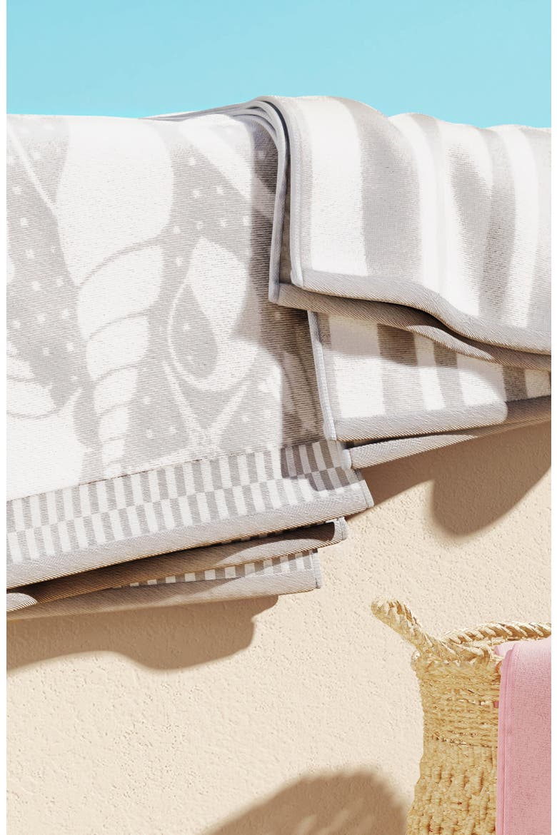 2-Pack Assorted Beach Towels, Alternate, color, GREY/ WHITE SEASHELLS / STRIPE