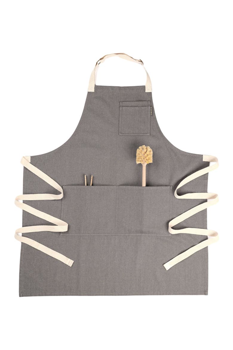 Bib Apron with Pockets - Twill, Alternate, color, Charcoal
