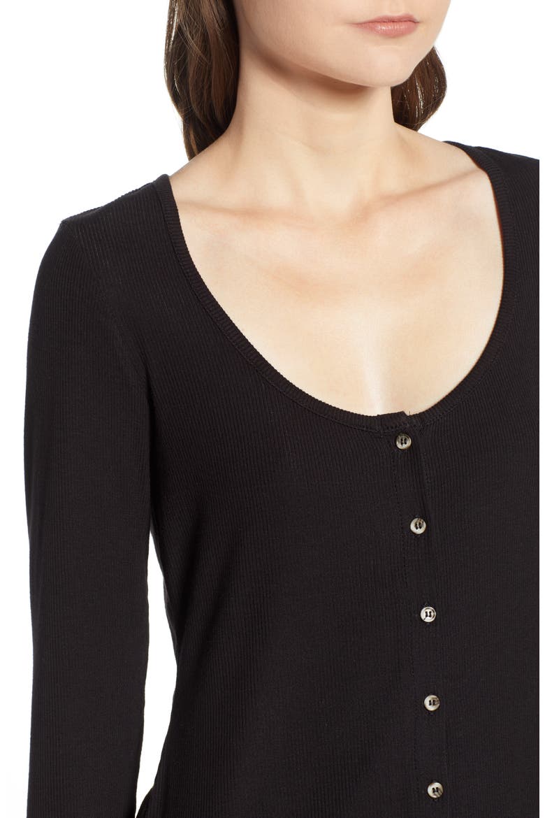 Button Front Top, Alternate, color, BLACK