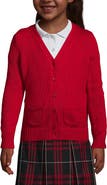 Lands' End School Uniform Girls Cotton Modal Button Front Cardigan Sweater