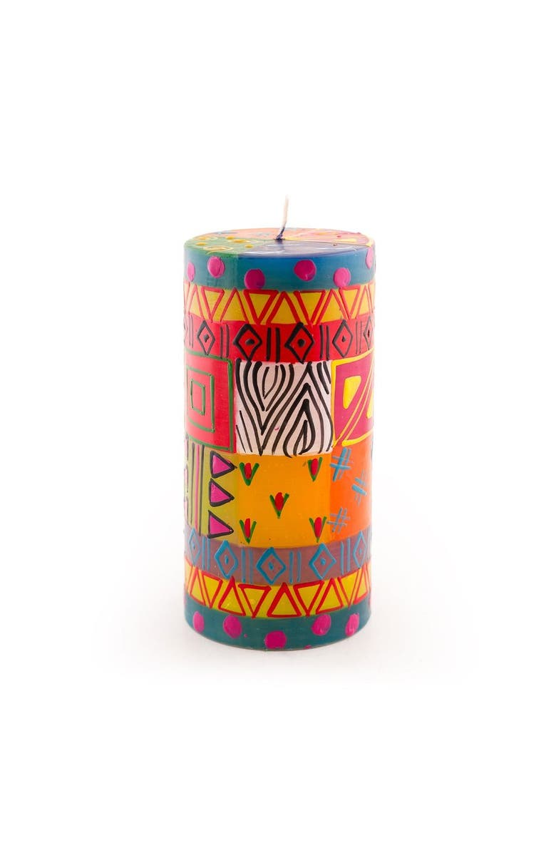 Thumbprint Artifacts Multi Color Painted Pillar Candle, Main, color, Multi Color - 3X6"