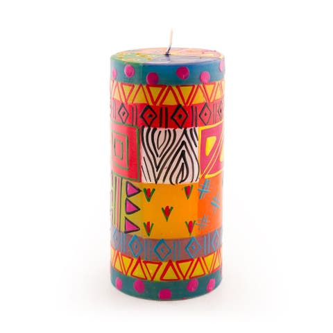 Multi Color Painted Pillar Candle