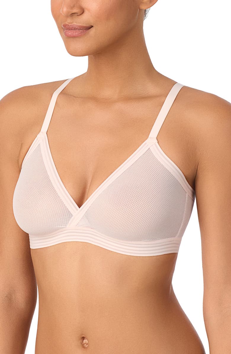 DKNY Sheer Stripe Triangle Bralette, Alternate, color, Rosewater