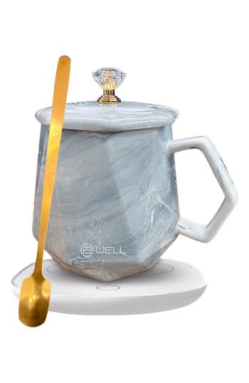 Bytech Marbled Mug & Warmer Pad Set In White