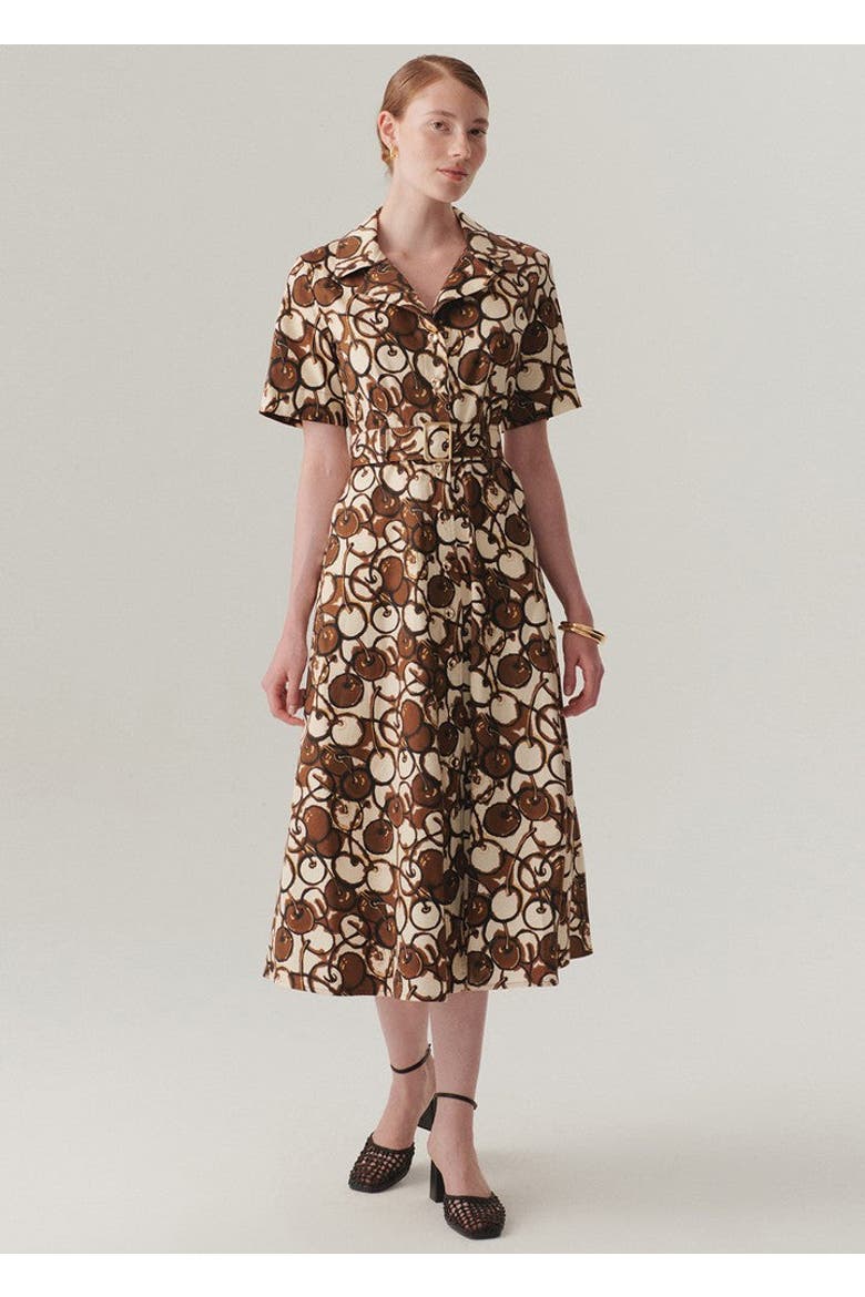 Zuri Midi Dress, Main, color, Brown