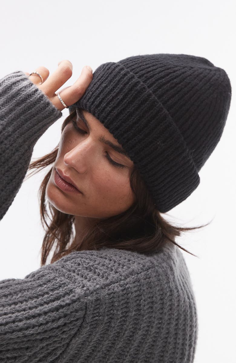 Topshop Henry Rib Beanie, Alternate, color, 