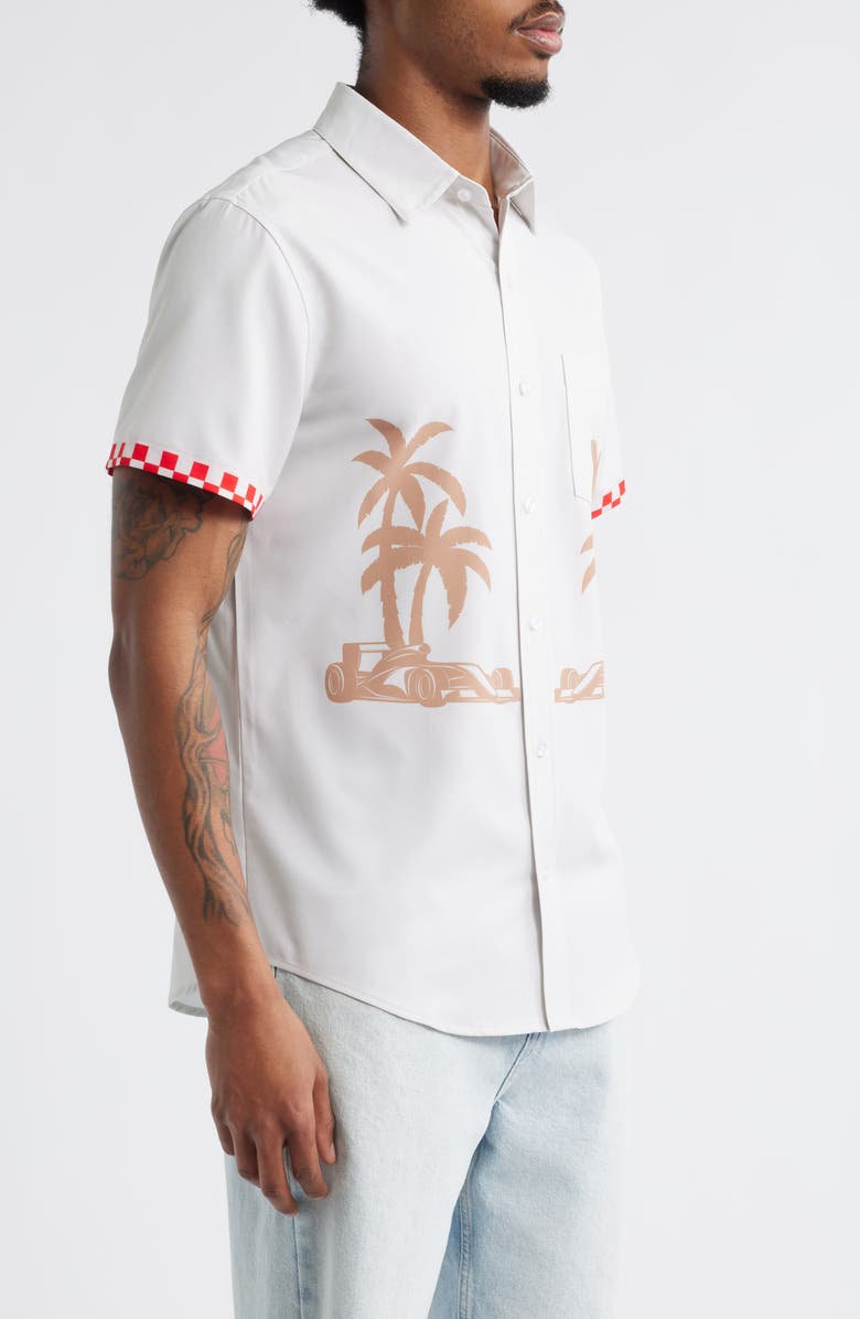 MAVRANS Victory Lap Palm Weekend Short Sleeve Button-Up Shirt, Alternate, color, Red Multi