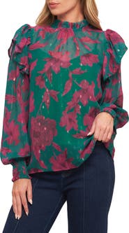 FLYING TOMATO Floral Ruffle Billow Sleeve Top