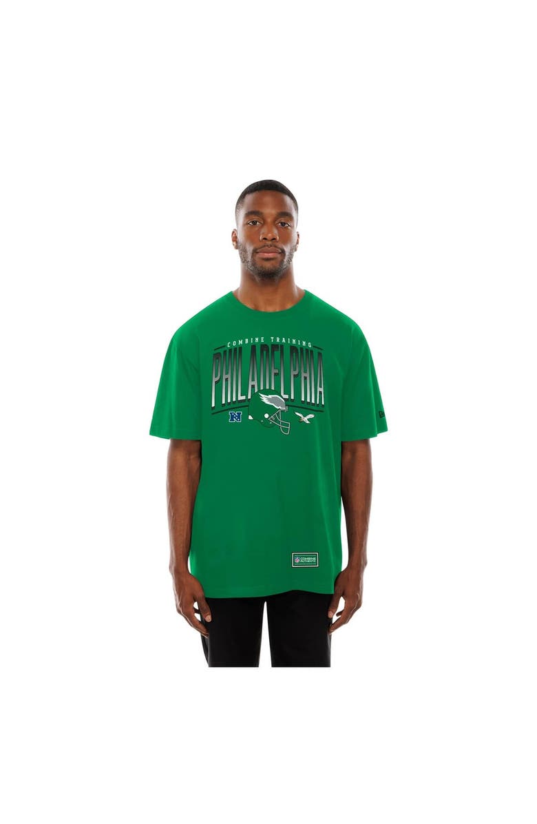 New Era Men's New Era  Green Philadelphia Eagles Combine Authentic Training Throwback T-Shirt, Alternate, color, Green