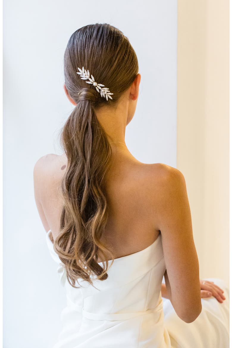 Seira Opal & Faux Pearl Hair Comb, Alternate, color, GOLD