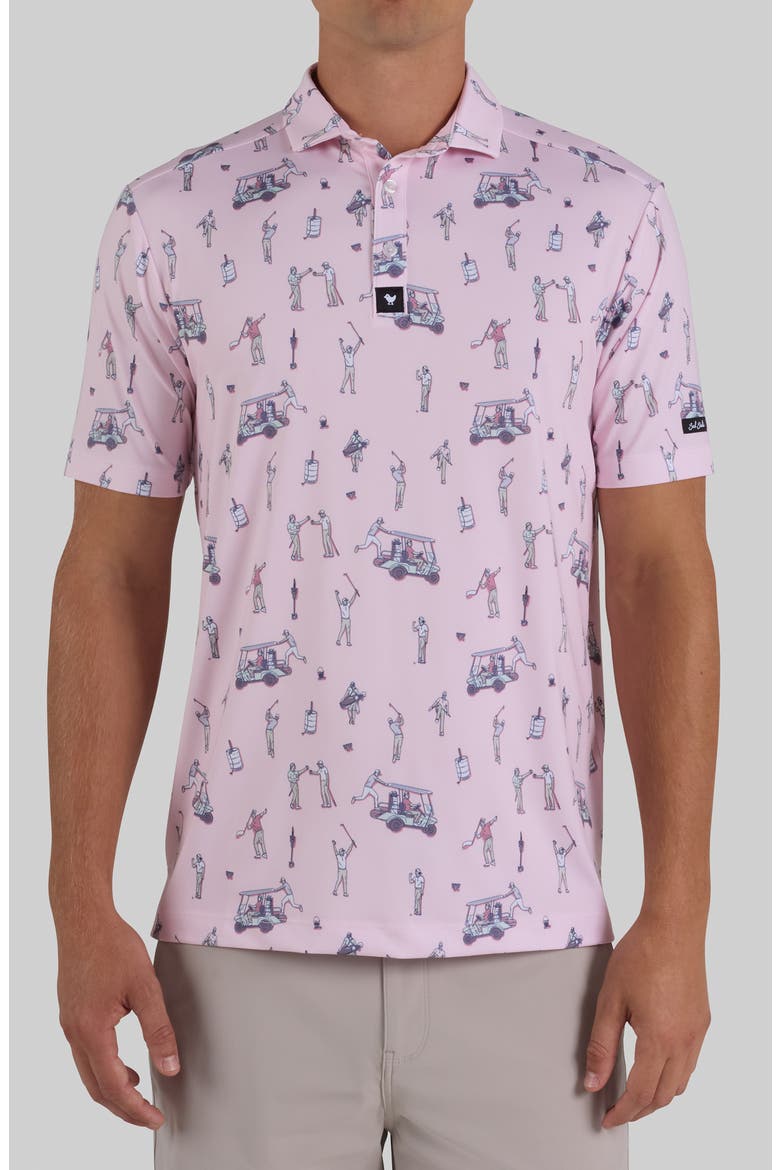 Golfer Print Performance Golf Polo, Main, color, THE BOYS - FROSTY PETAL