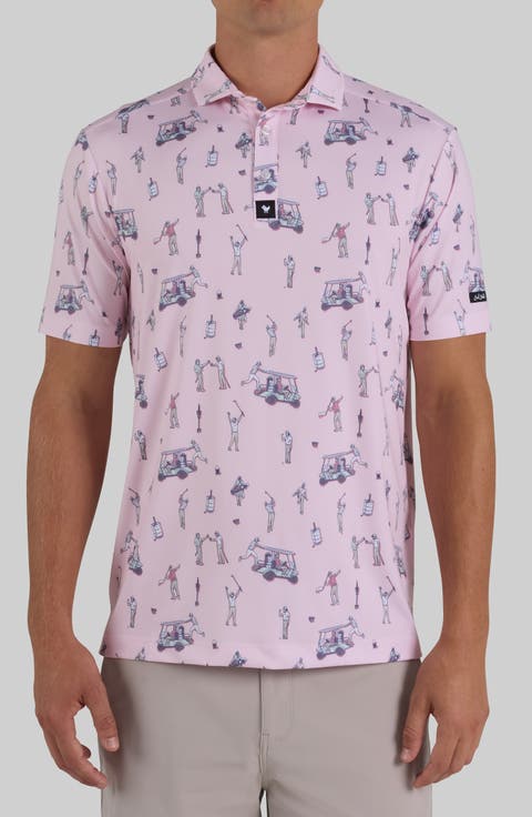 Golfer Print Performance Golf Polo