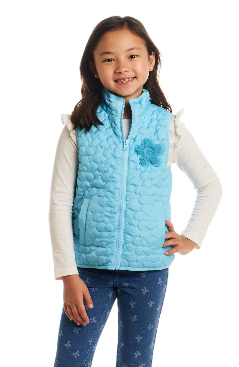Andy & Evan Kids' Quilted Vest, Alternate, color, Aqua Floral