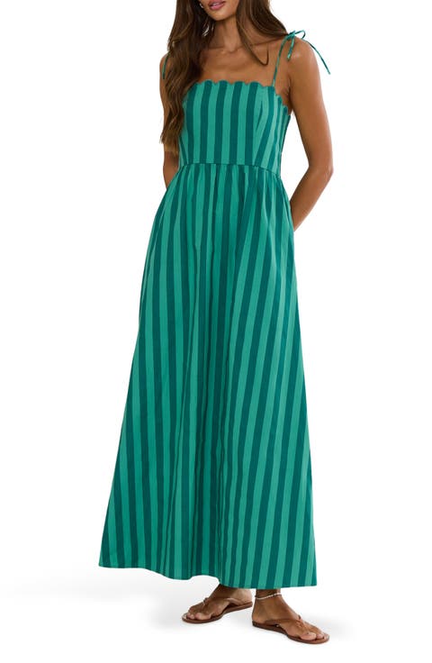 Caprice Stripe Cotton Maxi Dress