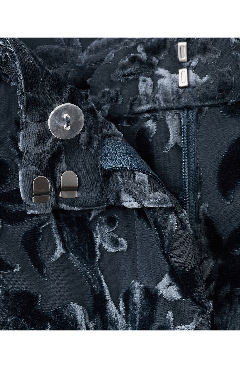 MANGO Devoré Velvet Straight Leg Pants, Alternate, color, Night Blue