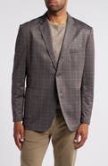 Johnston & Murphy XC Flex® Brown Windowpane Check Knit Sport Coat