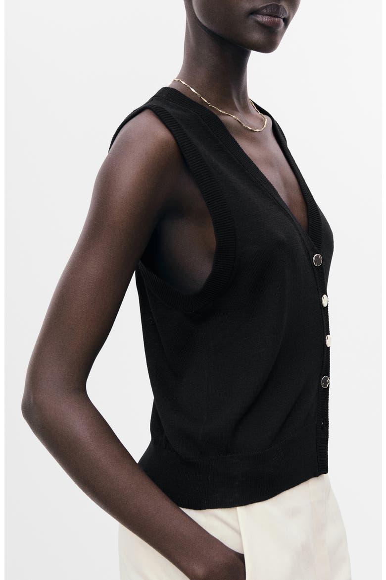 Fine Knit Sweater Vest, Alternate, color, BLACK