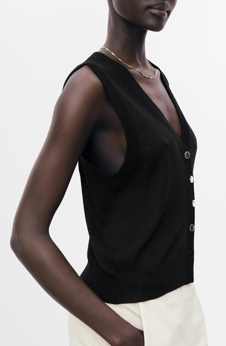 MANGO Fine Knit Sweater Vest, Alternate, color, Black