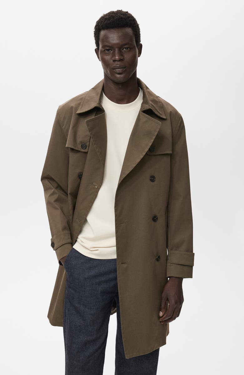 MANGO Water Repellent Trench Coat, Alternate, color, Olive Green
