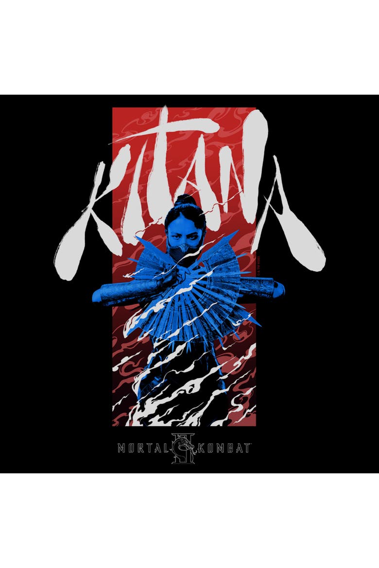 Men's Mortal Kombat II Kitana Classic Steel Fan Pose  Graphic T-Shirt, Alternate, color, Black: Kitana Blue