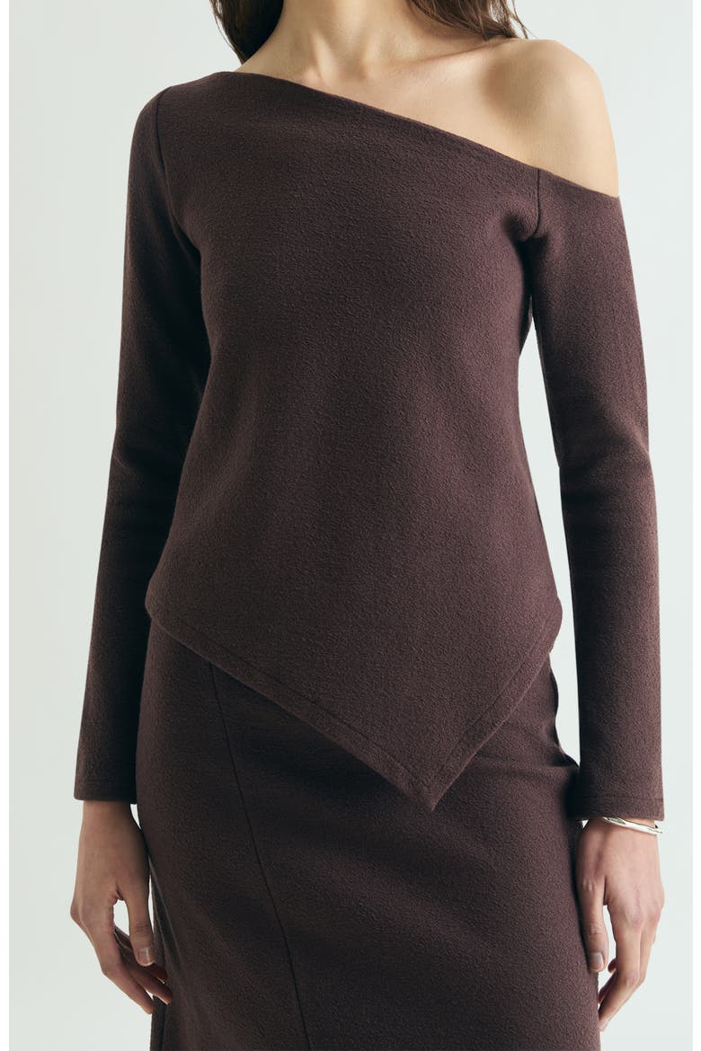 Asymmetrical Neckline Top, Main, color, Brown