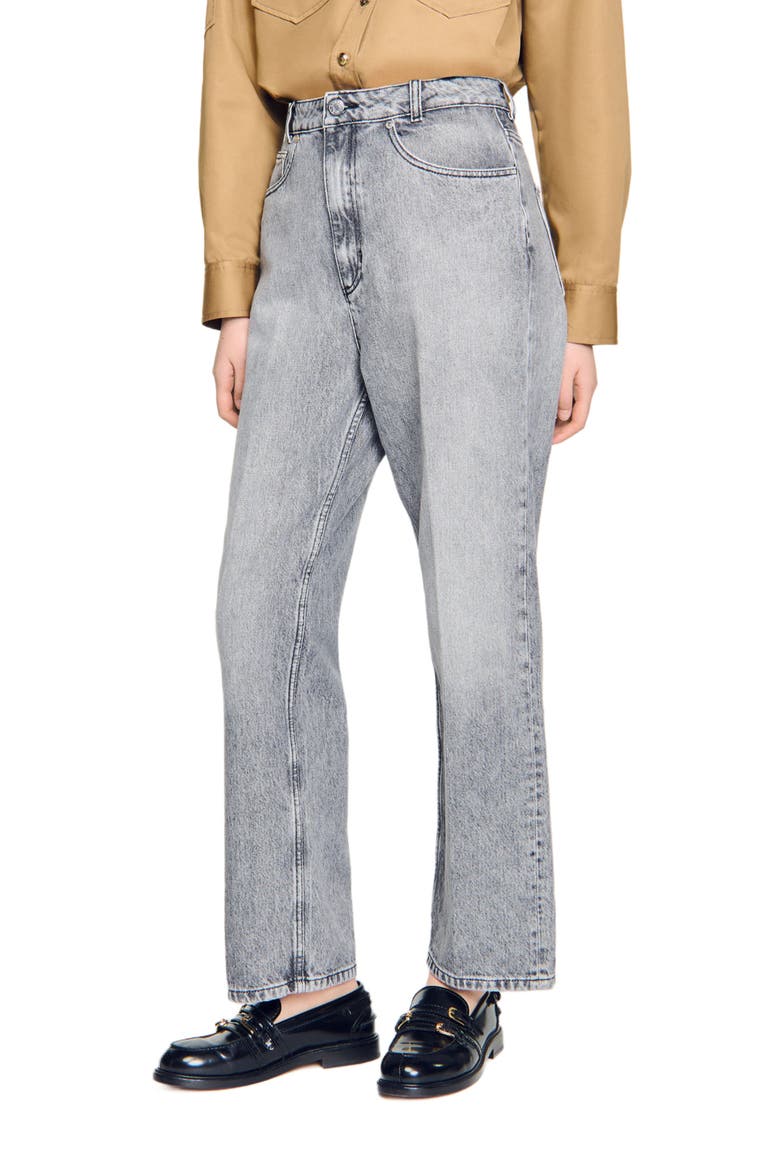 Low-waisted straight-leg jeans, Main, color, Grey