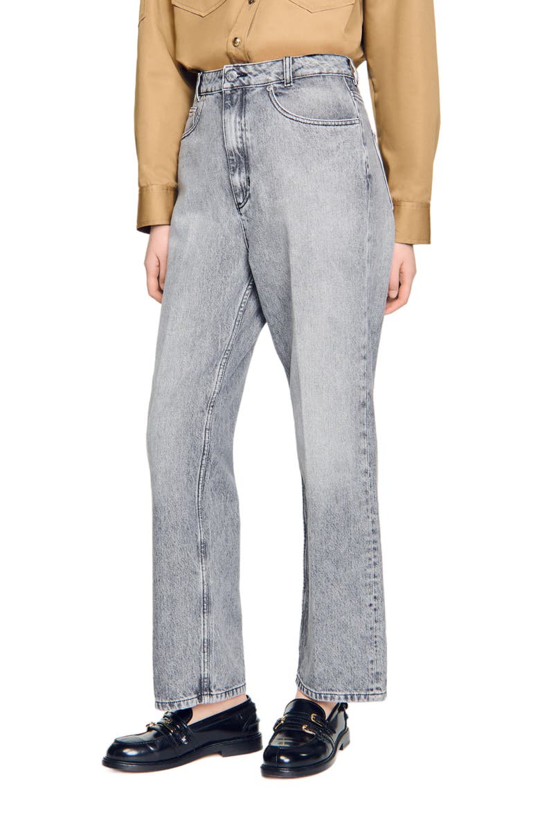 SANDRO Low-waisted straight-leg jeans, Main, color, 