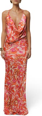 JLUXLABEL Delmara Cowl Neck Satin Dress