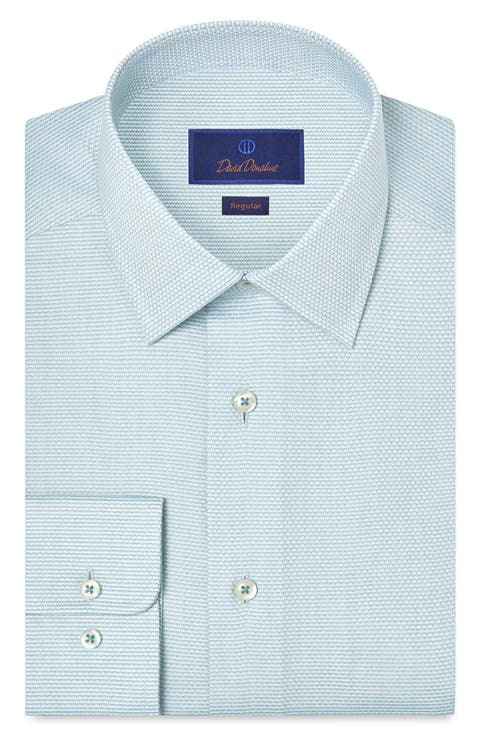 Regular Fit Microcheck Cotton Dobby Dress Shirt