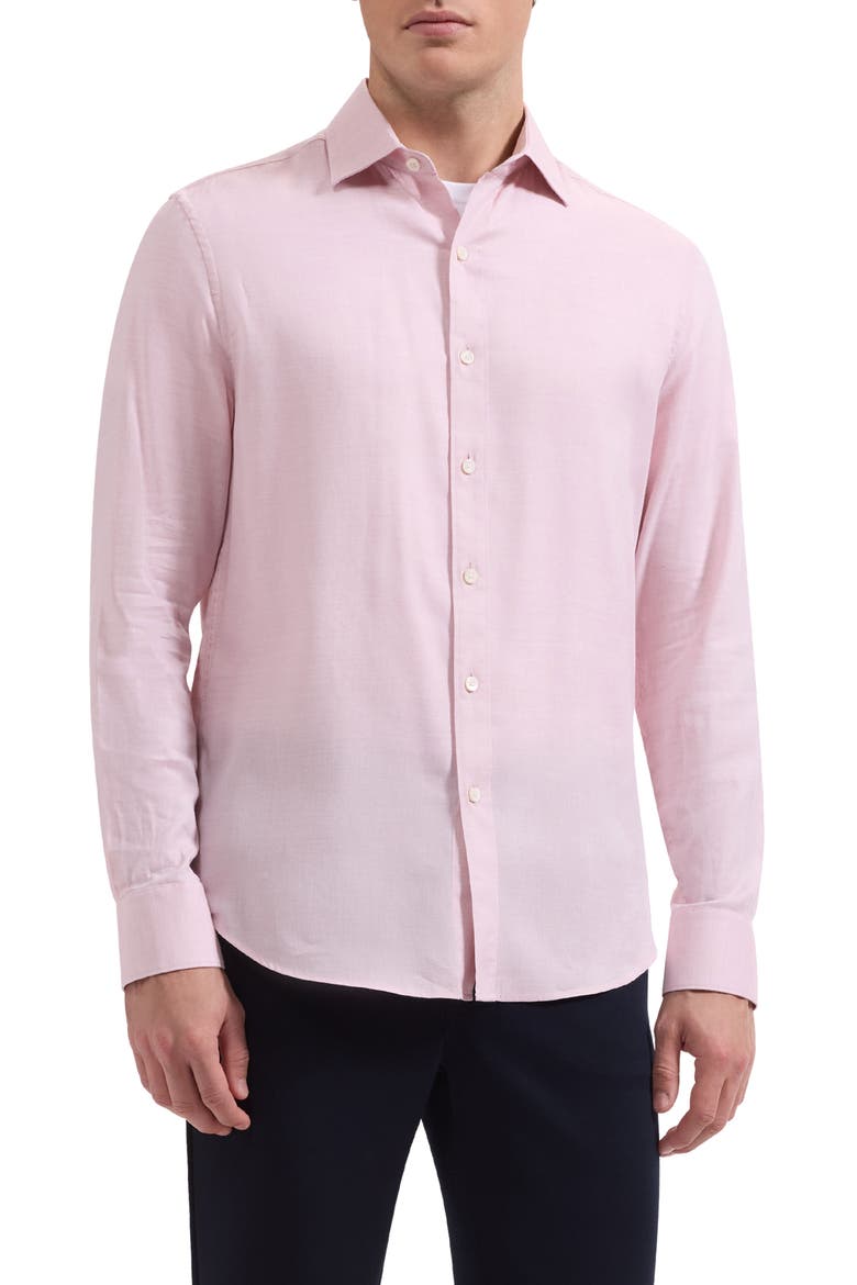 Axel Trim Fit Solid Cotton Blend Button-Up Shirt, Main, color, DUSTY PINK
