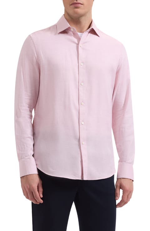 Axel Trim Fit Solid Cotton Blend Button-Up Shirt