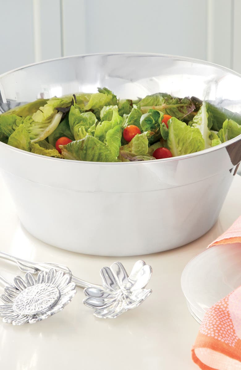 Mariposa Flower Pot Salad Bowl, Alternate, color, Silver