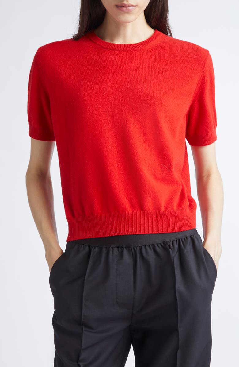 NACKIYÈ Short Sleeve Cashmere Sweater, Main, color, Rouge