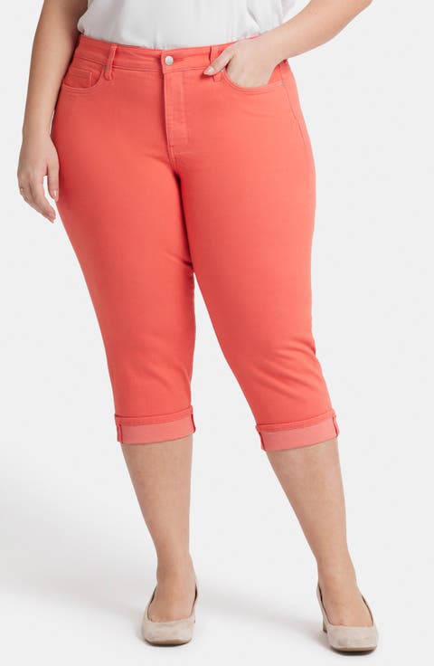 Marilyn Cool Embrace® Cuff Crop Straight Leg Jeans (Pearl Grey) (Plus Size)