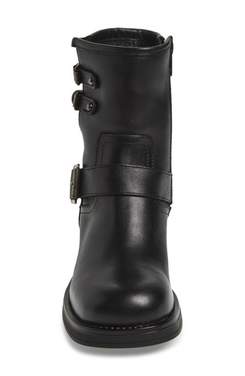 Steve Madden Archie Buckle Boot In Black Leather