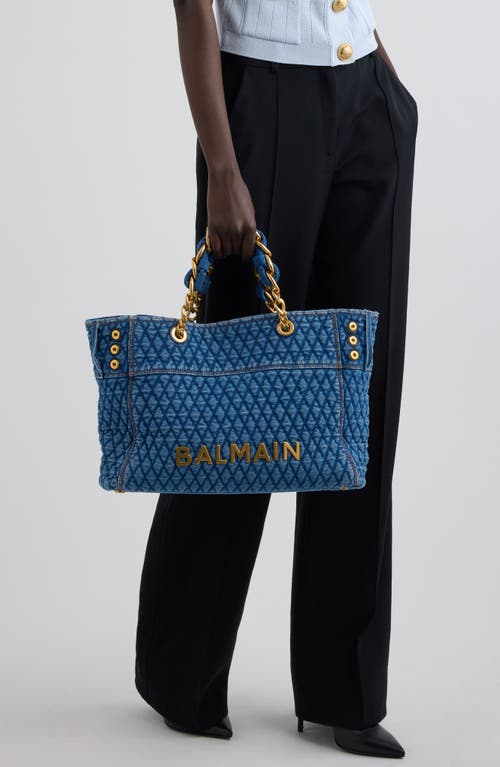 BALMAIN BALMAIN 1945 SOFT CABAS QUILTED DENIM TOTE 