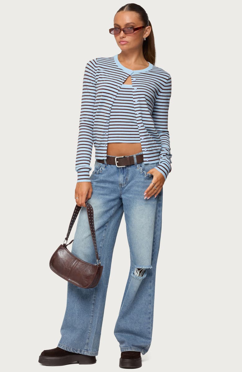 EDIKTED Dutton Distressed Low Rise Jeans, Alternate, color, Light-Blue