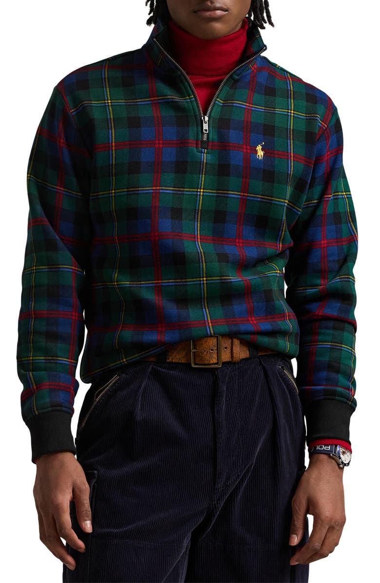 Polo Ralph Lauren Heritage Plaid Sueded Fleece Quarter Zip Pullover, Main, color, 