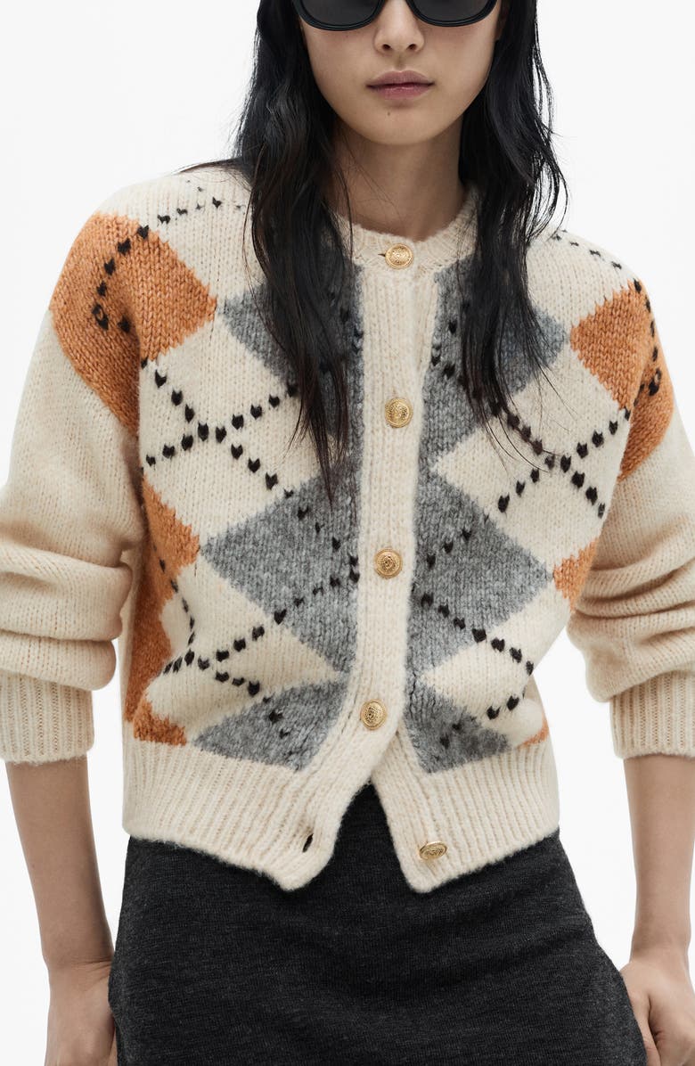 MANGO Rombin Argyle Cardigan, Alternate, color,