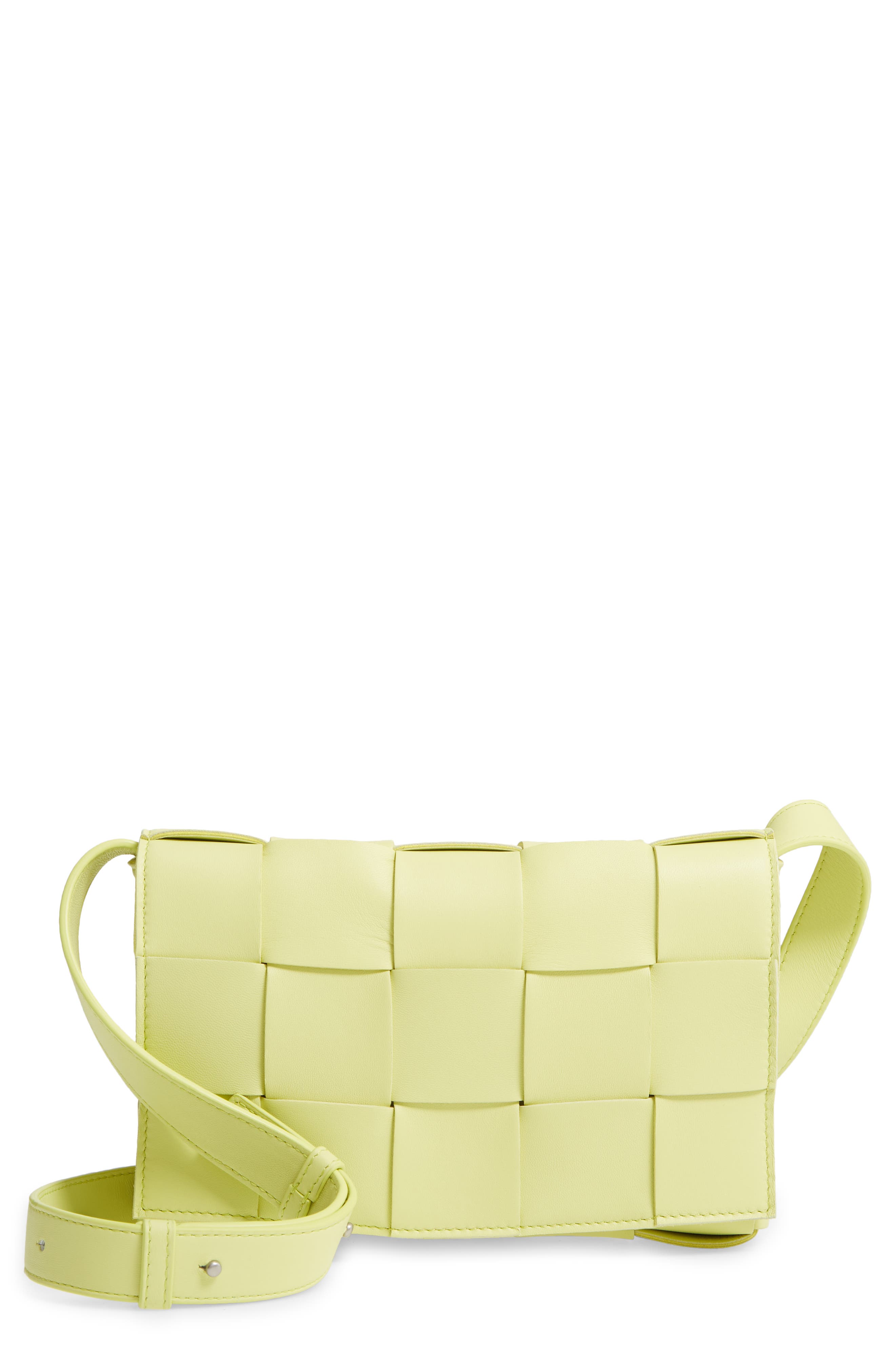 Intrecciato Leather Crossbody Bag, Main, color, SEAGRASS-SILVER