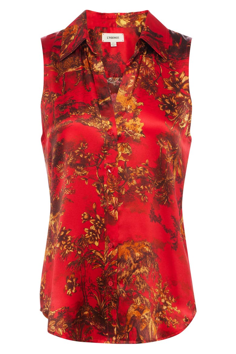 Emmy Sleeveless Silk Shirt, Alternate, color, HIGH RISK