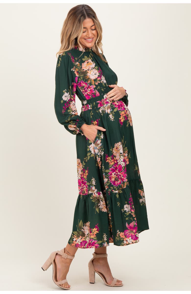 PinkBlush Floral Long Sleeve Midi Dress, Alternate, color, 