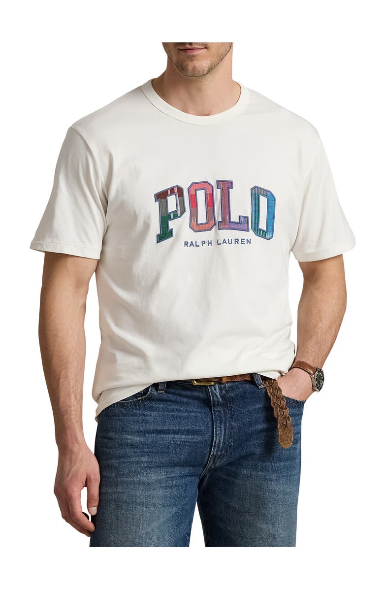 Polo Ralph Lauren Big & Tall India Plaid-Logo Jersey T-Shirt, Main, color, Nevis White