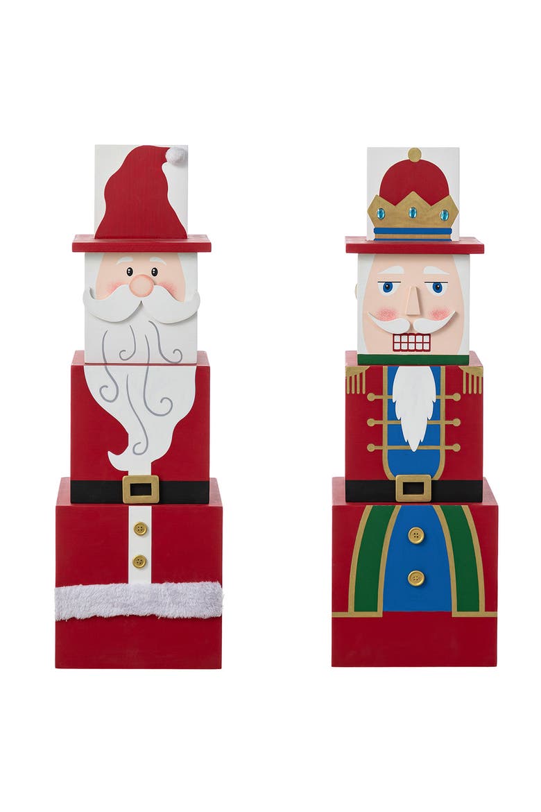 Christmas Wood Santa Nutcracker Reversible Boxed Porch Decor, Alternate, color, Red