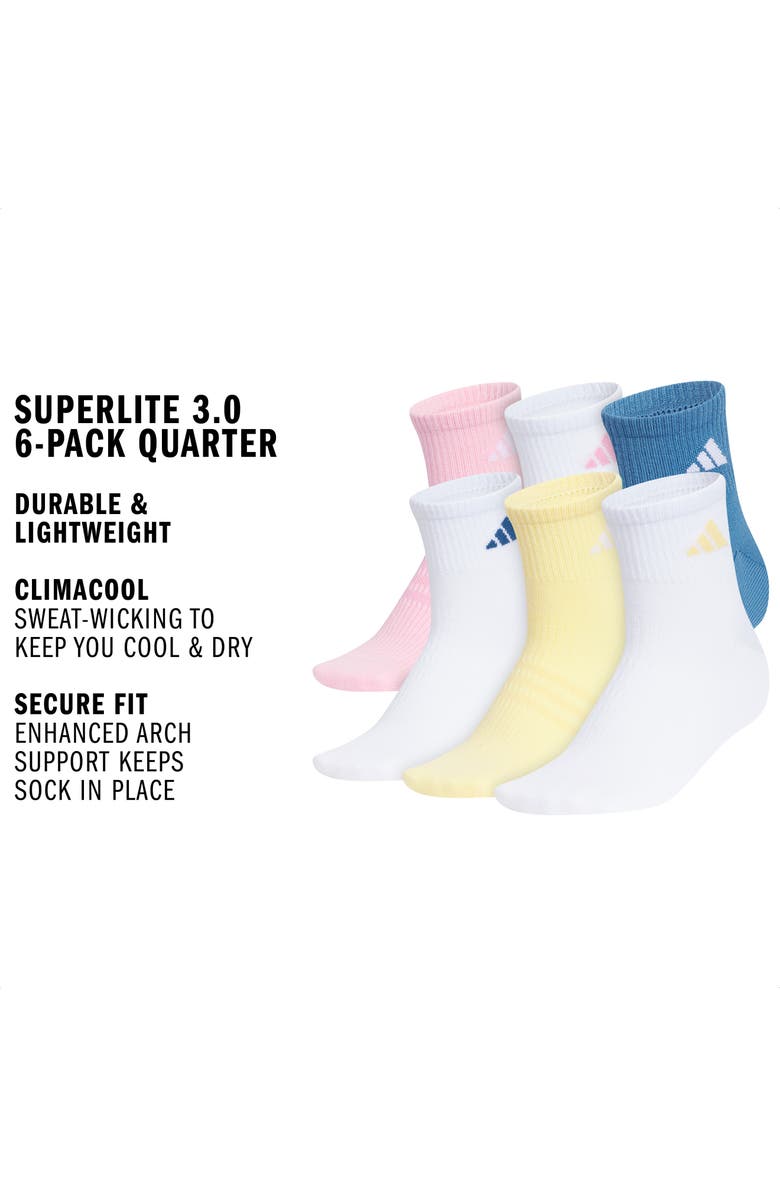 adidas Superlite 3.0 6-Pack Ankle Socks, Alternate, color, Bright Pink
